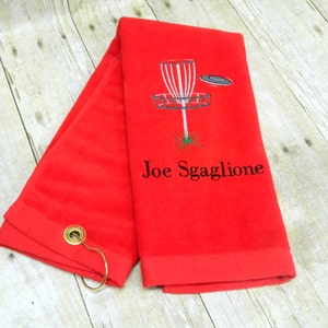 Toalla de golf con disco, toalla de golf con disco personalizada, toalla de golf bordada, toalla de golf con monograma, toalla de golf personalizada, regalo de golf