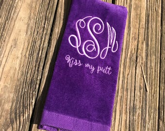 Monogram Golf Towel, Monogrammed Towel, Custom Golf Towel, Woman's Golf Towel, Golf Gifts for Women, Golf Decor, Grommet Golf Towels