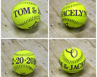 Wedding Gift, Wedding Softball, Monogram Softball, Monogrammed Softball, Custom Softball, Anniversary Gift, Custom Baseball, Monogram