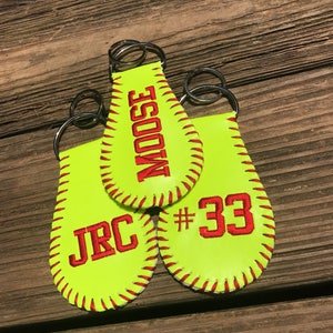 Softball Schlüsselanhänger, Softball Schlüsselbund, Schlüsselbund, Schlüsselanhänger, Softball, Leder Schlüsselbund, Leder Schlüsselanhänger, Baseball Schlüsselbund