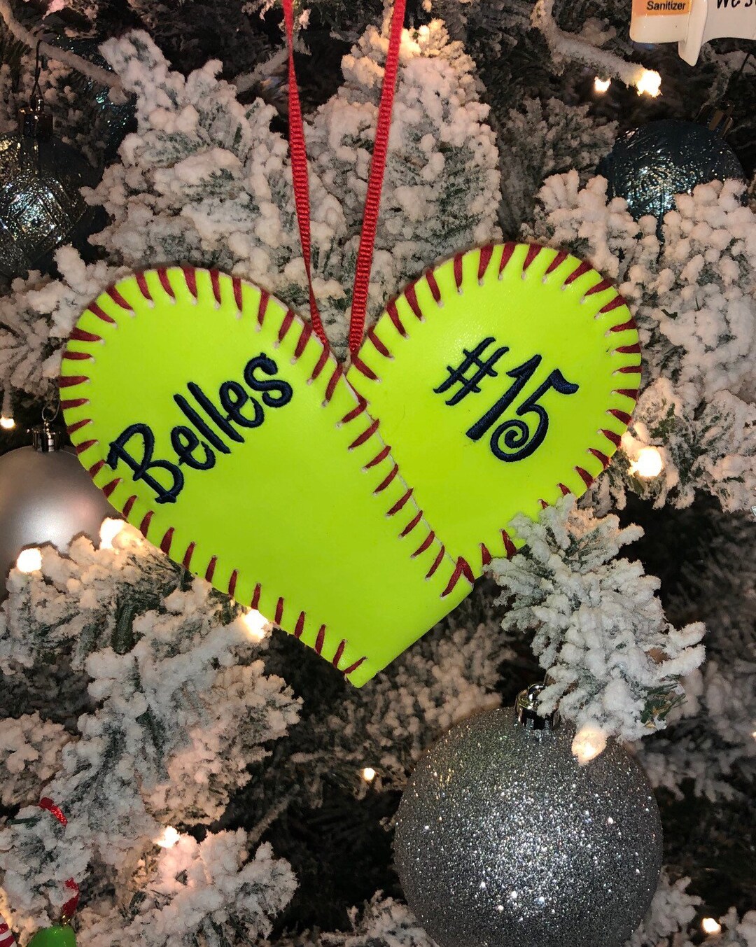 Softball Ornament Softball Ornaments Keychain Softball Etsy