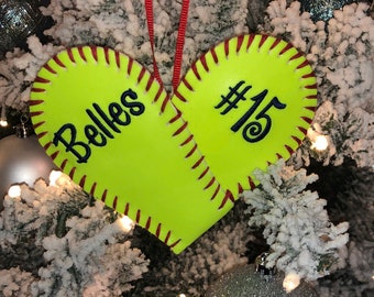Ornamento di Natale di softball, ornamento di Natale, ornamento di softball, regalo di Natale della squadra, softball, baseball, ornamento, ornamento di baseball