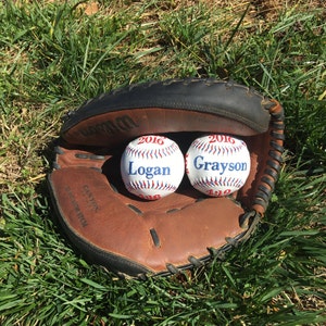 Sports Nursery Gift, Personalized Baseball, Embroidered Softball, Custom Embroidered Baseball, Baby Boy Gift, Gifts for Twins