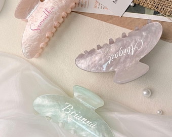 Gepersonaliseerde haarclip: Haaraccessoire met eigen naam, gepersonaliseerde haarclip voor bruiloft, haarclip voor bruidsmeisjes, haaraccessoire met monogram