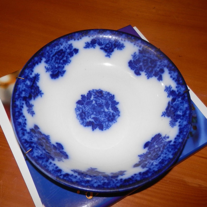 Cobalt Blue And White Glass large serving bowl