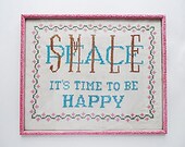 70's HaPpY~Pink&Aqua Cross Stitch