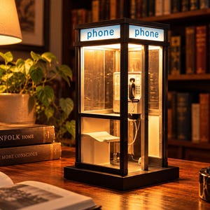 Mini telefonkiosklampa | Retro LED-nattlampa | Vintage skrivbords- och sovrumsinredning