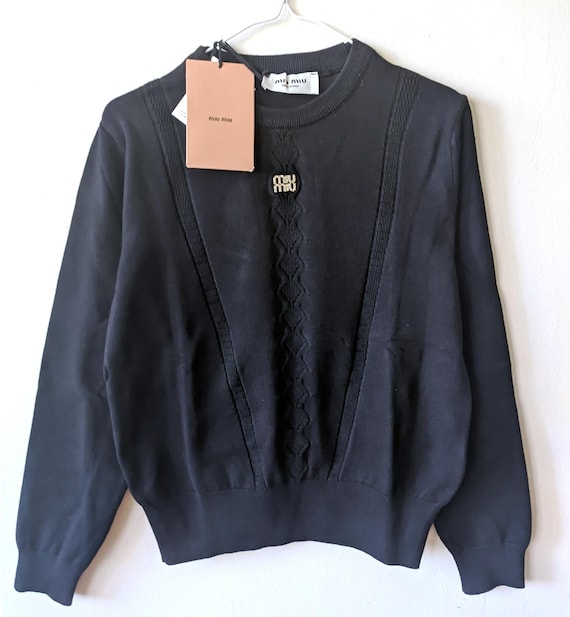 Miu Miu, Vintage MIU MIU Womens Black Knit Sweater Size L