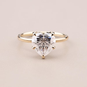 14K Solid Gold Hidden Halo Engagement Ring / 2.6CT Heart Moissanite Diamond Wedding Ring/Moissanite Engagement Ring/Stack Ring/Promise ring