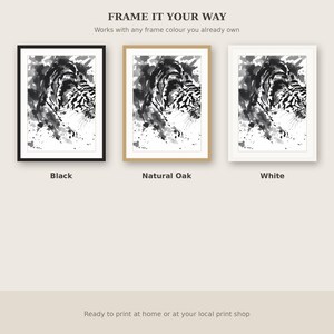 Tiger Art Print, Minimalist Print, Office Wall Art, Fine Art Print, Ink Wash Painting, Chinese Ink Painting Print image 7
