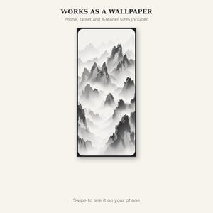 Wandbild „Mystische Berggipfel“, minimalistischer Druck, Esszimmerkunst, Digitaldruck, Tuschemalerei, chinesischer Tuschedruck Bild 6