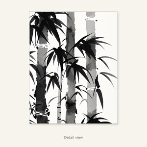 Bamboo Art Print, Wabi Sabi Decor, Gallery Wall Set, Printable Download, Ink Wash Painting, Chinese Ink Painting Print image 3