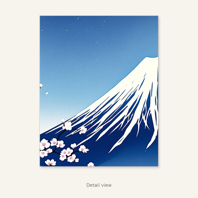 Mount Fuji Japanese Wall Art, Neutral Interior Art, Bedroom Wall Art, Ink Art Print, Chinese Ink Painting Print image 2