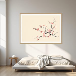 Cadre photo « Fleurs de prunier », estampe orientale, décoration murale pour bureau, art numérique, peinture à l'encre, reproduction de peinture chinoise à l'encre. image 1