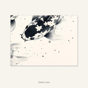 Koi Fish Wall Art, Zen Decor, Bedroom Wall Art, Ink Art Print, Chinese Ink Painting Print image 3