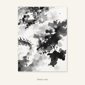 Dragon Printable Art, Japandi Wall Art, Above Bed Decor, Fine Art Print, Ink Wash Painting, Chinese Ink Painting Print image 3