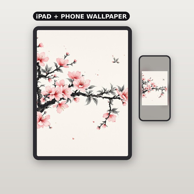 iPad Ink Wallpaper, Asian Decor, Gallery Wall Set, Digital Download, Chinese Ink Painting Print image 1