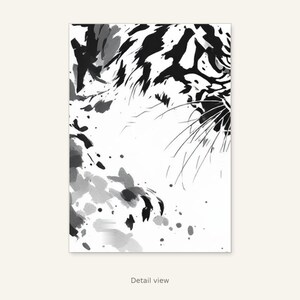 Tiger Asian Wall Art Set of 3, Oriental Decor, Living Room Art, Printable Download, Ink Wash Painting, Chinese Ink Painting Print image 3