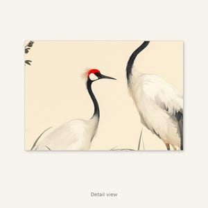 White Crane Wall Decor, Asian Print, Spa Wall Decor, Ink Art Print, Chinese Ink Painting Print image 10