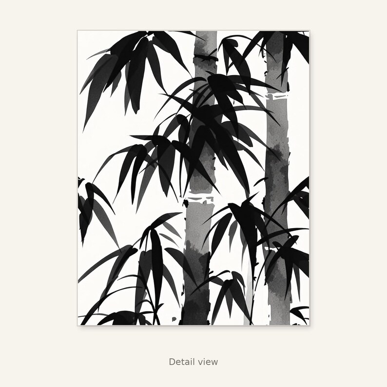 Bamboo Art Print, Wabi Sabi Decor, Gallery Wall Set, Printable Download, Ink Wash Painting, Chinese Ink Painting Print image 10