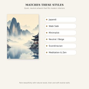 Pavilion Printable Art, Zen Gallery Art, Bedroom Wall Art, Instant Download Art, Ink Wash Painting, Chinese Ink Painting Print image 9
