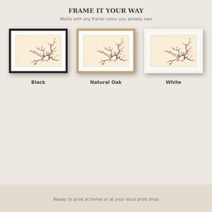 Muurdecoratie met pruimenbloesems, Aziatische galeriekunst, meditatiedecoratie, digitale print, inkttekening, Chinese inkttekeningprint afbeelding 7