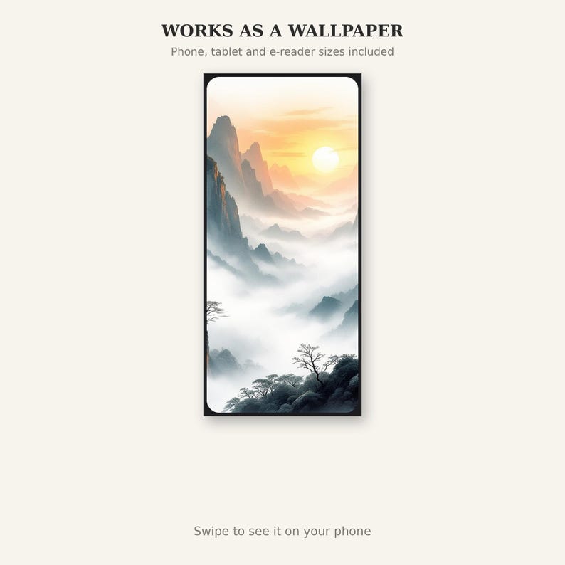 Set van 3 Aziatische wanddecoraties met inktlandschap, minimalistische interieurkunst, wanddecoratie voor de slaapkamer, inktkunstprint, Chinese inkttekeningprint afbeelding 6