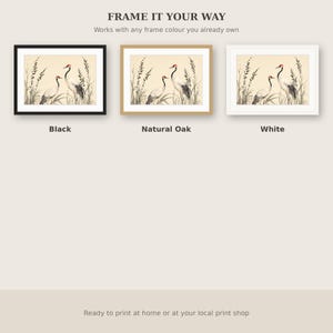 White Crane Wall Decor, Asian Print, Spa Wall Decor, Ink Art Print, Chinese Ink Painting Print image 7