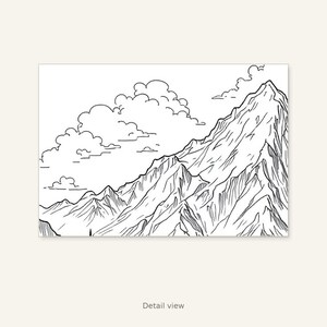 Mountain Coloring Book Coloring Page, Chinoiserie Gallery Art, Gallery Wall Set, Digital Print, Ink Wash Painting image 2