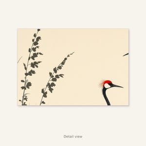 White Crane Printable Art, Asian Decor, Meditation Decor, Printable Download, Ink Wash Painting, Chinese Ink Painting Print image 2