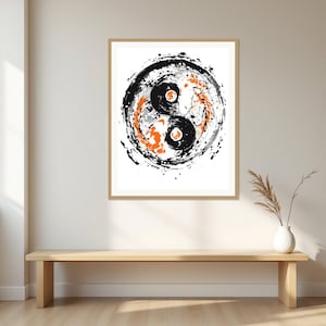 Koi Fish Ink Painting, Asian Gallery Art, Above Bed Decor, Fine Art Print, Chinese Ink Painting Print image 1