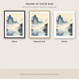 Pavilion Printable Art, Zen Gallery Art, Bedroom Wall Art, Instant Download Art, Ink Wash Painting, Chinese Ink Painting Print image 7