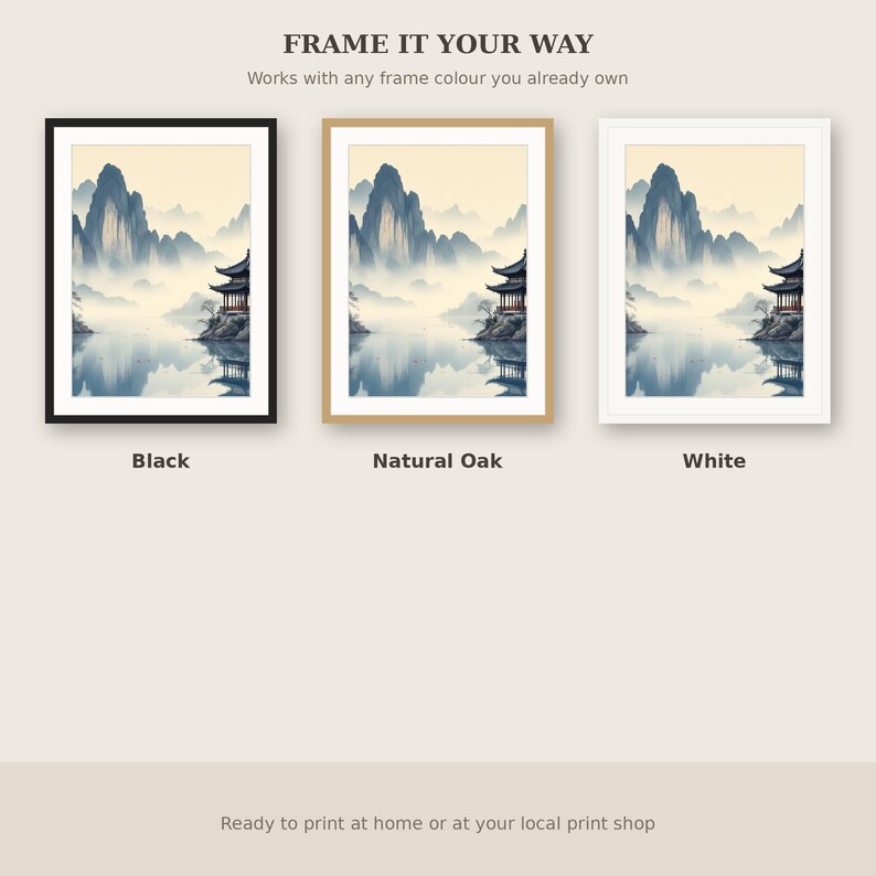 Pavilion Printable Art, Zen Gallery Art, Bedroom Wall Art, Instant Download Art, Ink Wash Painting, Chinese Ink Painting Print image 7