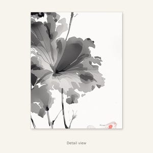 Lotus Flower Frame TV Art, Asian Print, Office Wall Art, Digital Art, Ink Wash Painting, Chinese Ink Painting Print image 10