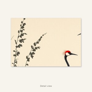 White Crane Wall Decor, Asian Print, Spa Wall Decor, Ink Art Print, Chinese Ink Painting Print image 2
