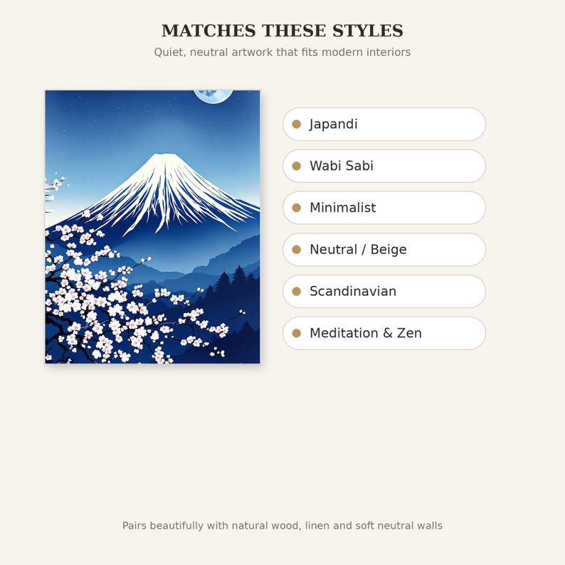 Mount Fuji Japanese Wall Art, Neutral Interior Art, Bedroom Wall Art, Ink Art Print, Chinese Ink Painting Print image 9
