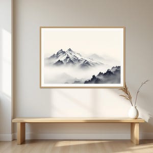 Kunstdruck „Schneeberg“, Asiatischer Druck, Kunst fürs Esszimmer, Tuschemalerei-Druck, Chinesische Tuschemalerei-Druck Bild 1