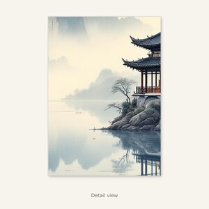 Pavilion Printable Art, Zen Gallery Art, Bedroom Wall Art, Instant Download Art, Ink Wash Painting, Chinese Ink Painting Print image 3