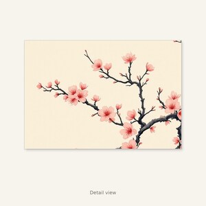 Muurdecoratie met pruimenbloesems, Aziatische galeriekunst, meditatiedecoratie, digitale print, inkttekening, Chinese inkttekeningprint afbeelding 10