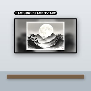Frame TV, Asian Wall Art, Above Bed Decor, Digital Art, Ink Wash Painting, Chinese Ink Painting Print image 1