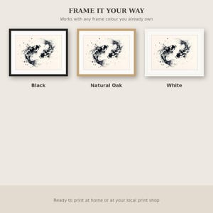 Koi Fish Wall Art, Zen Decor, Bedroom Wall Art, Ink Art Print, Chinese Ink Painting Print image 7