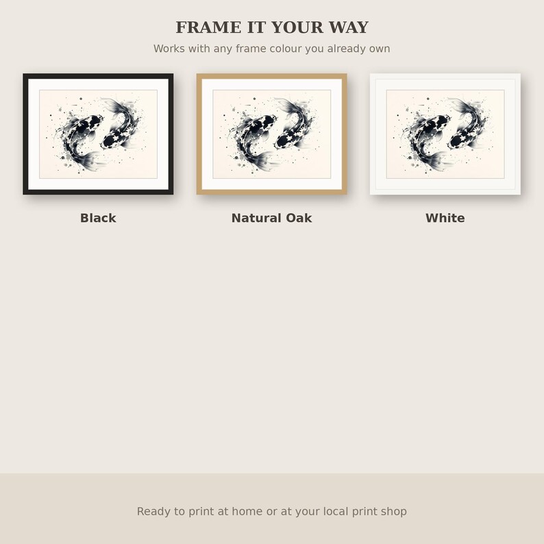 Koi Fish Wall Art, Zen Decor, Bedroom Wall Art, Ink Art Print, Chinese Ink Painting Print image 7