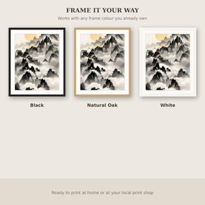 Cloud Sea Art Print, Neutral Decor, Gallery Wall Set, Ink Painting Print, Chinese Ink Painting Print image 7