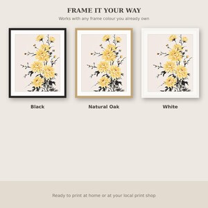 Chrysanthemum Wall Decor, Minimalist Gallery Art, Bedroom Wall Art, Fine Art Print, Ink Wash Painting Pri image 7
