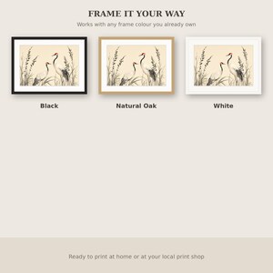 White Crane Printable Art, Asian Decor, Meditation Decor, Printable Download, Ink Wash Painting, Chinese Ink Painting Print image 7