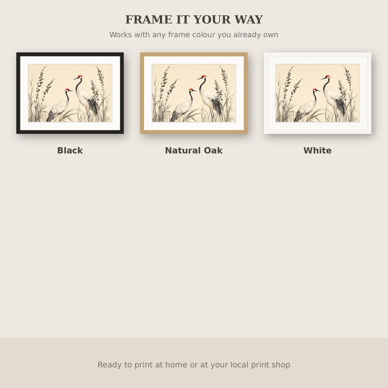 White Crane Printable Art, Asian Decor, Meditation Decor, Printable Download, Ink Wash Painting, Chinese Ink Painting Print image 7