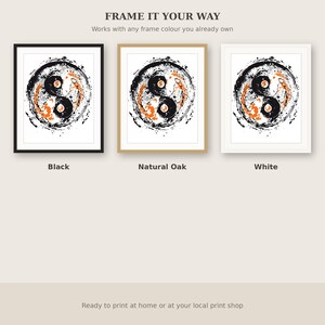Koi Fish Art Print, Asian Gallery Art, Spa Wall Decor, Instant Download Art, Ink Wash Painting, Chinese Ink Painting Print image 7