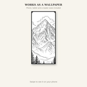 Mountain Coloring Book Coloring Page, Chinoiserie Gallery Art, Gallery Wall Set, Digital Print, Ink Wash Painting image 6