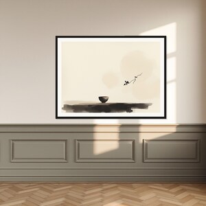 Lámina artística de la ceremonia del té, arte mural oriental, arte mural para dormitorio, lámina de bellas artes, pintura a la tinta, lámina de pintura china a la tinta imagen 1