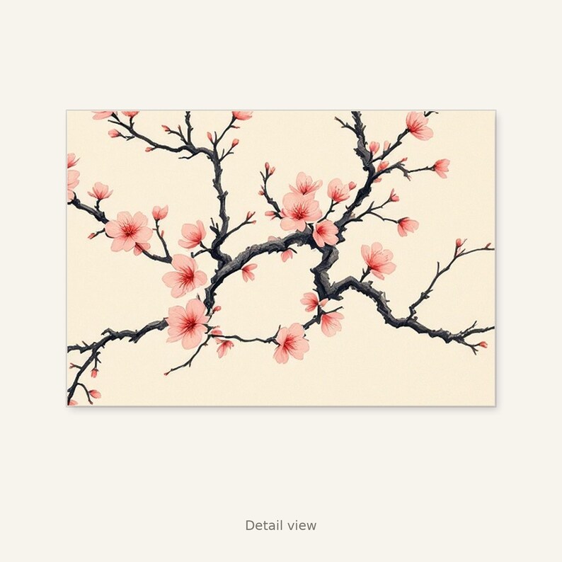 Cadre photo « Fleurs de prunier », estampe orientale, décoration murale pour bureau, art numérique, peinture à l'encre, reproduction de peinture chinoise à l'encre. image 3